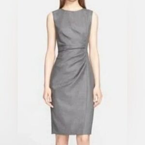 J. Crew Gray Sleeveless Ruched Waist Office Career Workwear Sheath Dress size4